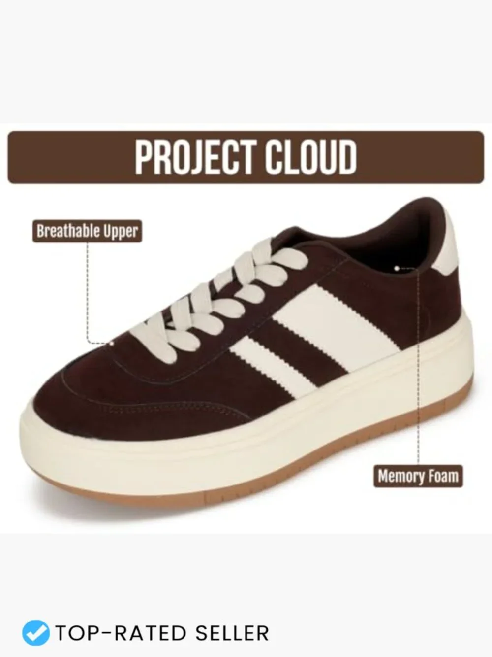 Platform Sneakers Lace-Up Casual Everyday Shoes Cushioned Comfortable